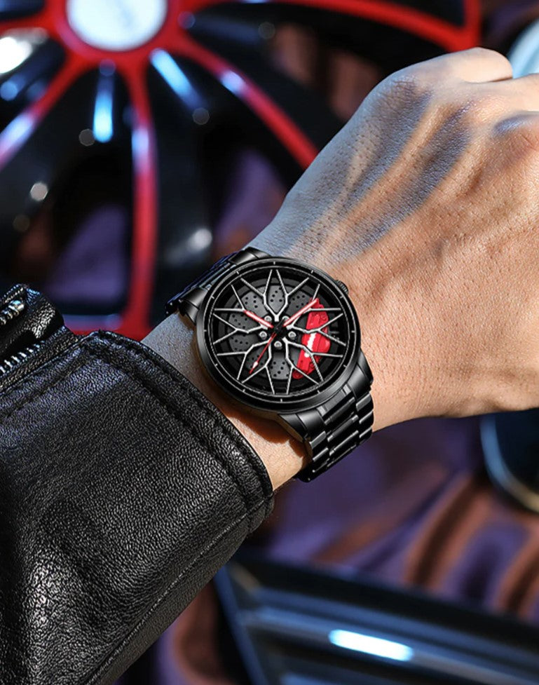 Ceas barbatesc model sport, Zola®, pentru pasionati auto, model spider, otel, bratara metalica, rezistent la apa, negru Ceas barbatesc model sport, Zola®, pentru pasionati auto, model spider, otel, bratara metalica, rezistent la apa, negru